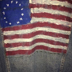 Levi’s vintage denim jacket hand painted flag med